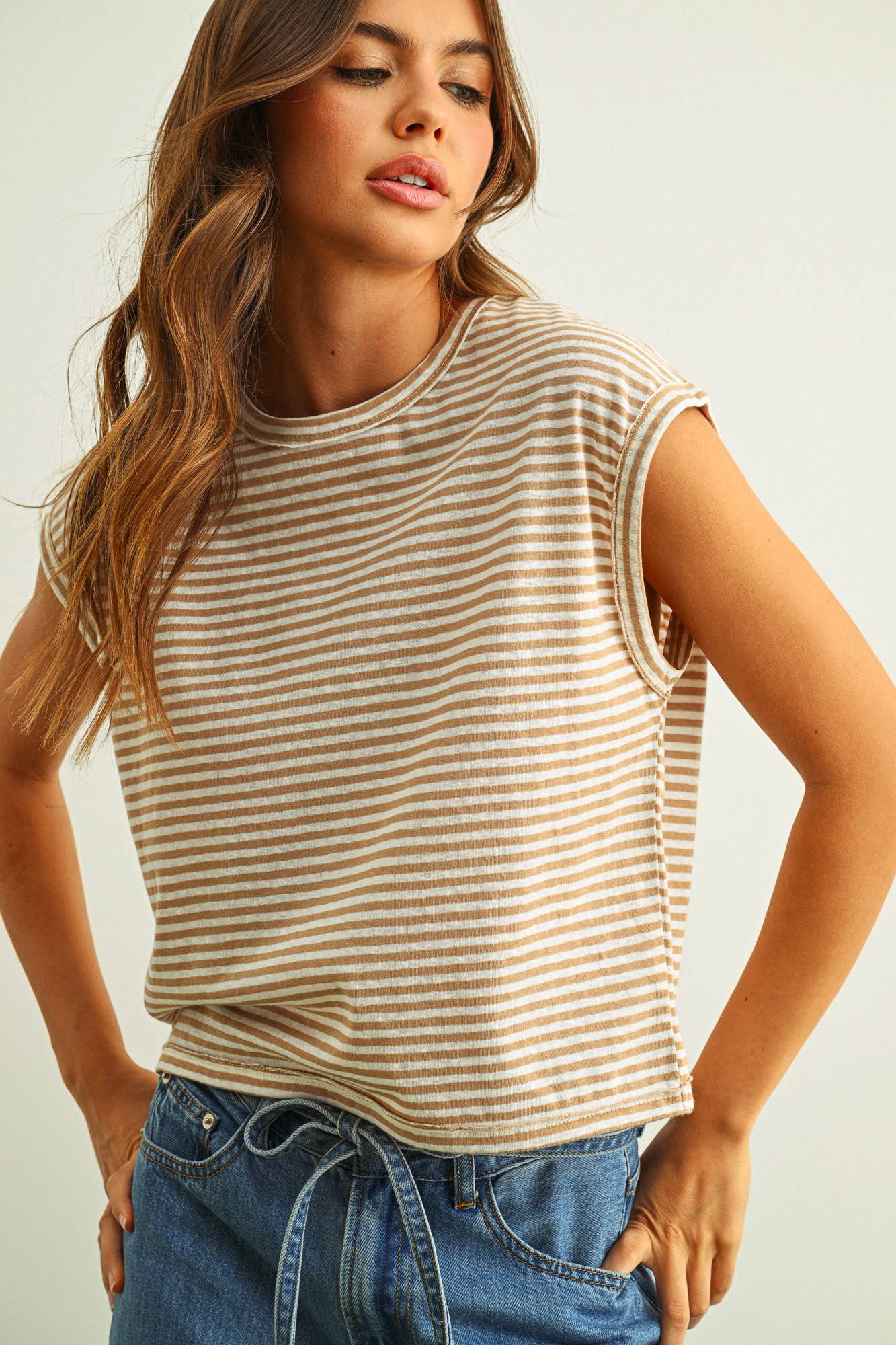 Stripe Pattern Slub Tee
