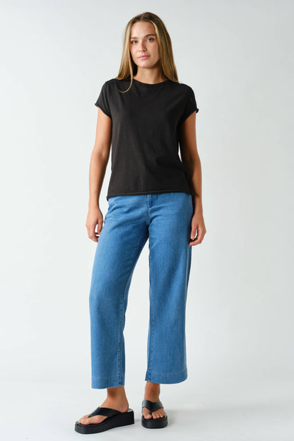 Raw-Edge Cap Sleeve Tee