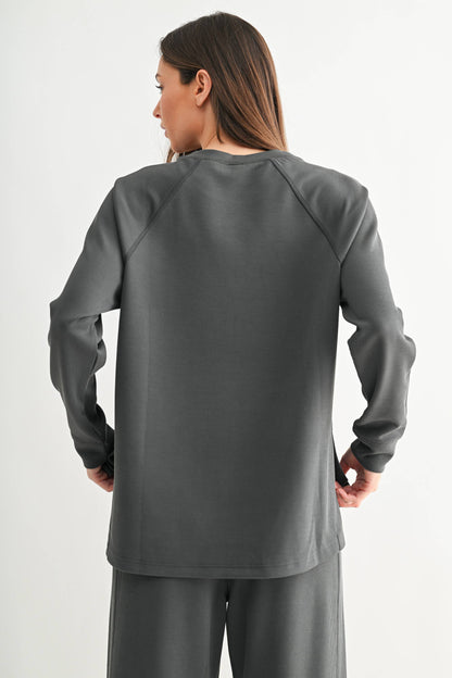 Luxe Sand Wash Rib Raglan Tee
