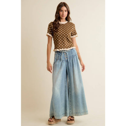 Polka Dot Ruffle Top