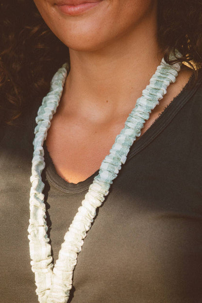 Sage Gingham Lanyard