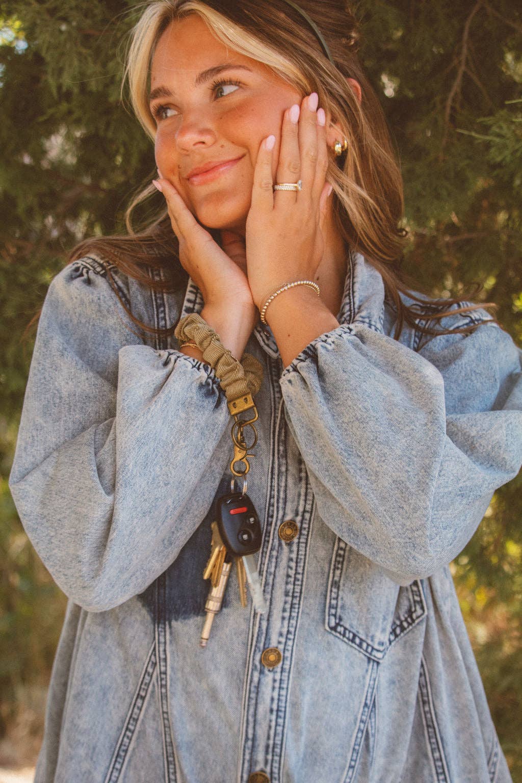 Olive Corduroy Keychain