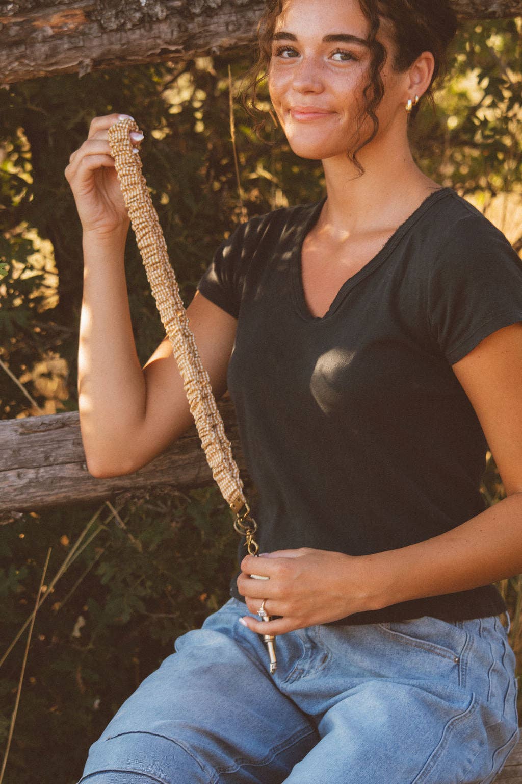 Mustard Gingham Lanyard