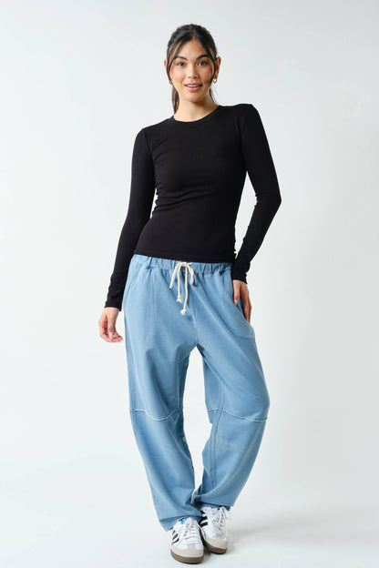 Essential Long-Sleeved Micro-Ribbed Athleisure Top