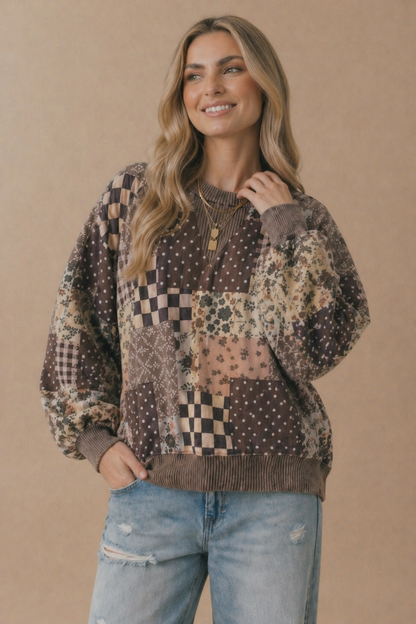 Patchwork Oversized Pullover Top