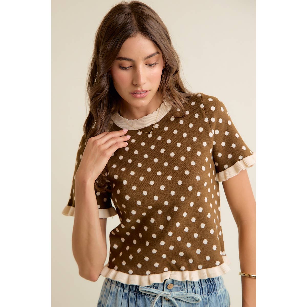 Polka Dot Ruffle Top