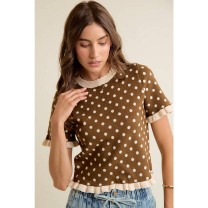 Polka Dot Ruffle Top