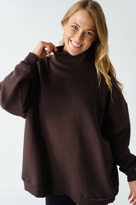 Cotton Fleece Mock-Neck Pullover Sweatshirt