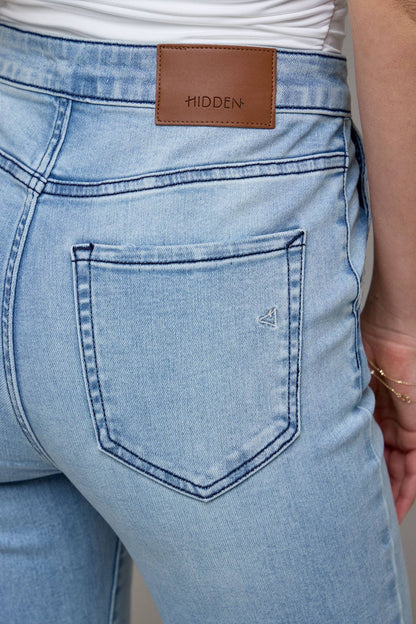 Light Wash High Rise Extended Waistband 33" Inseam Flare