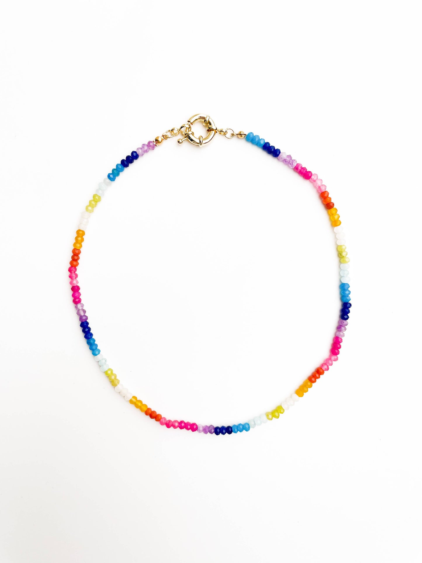 Color Block Rainbow - Rainbow Gemstone Bead Necklace