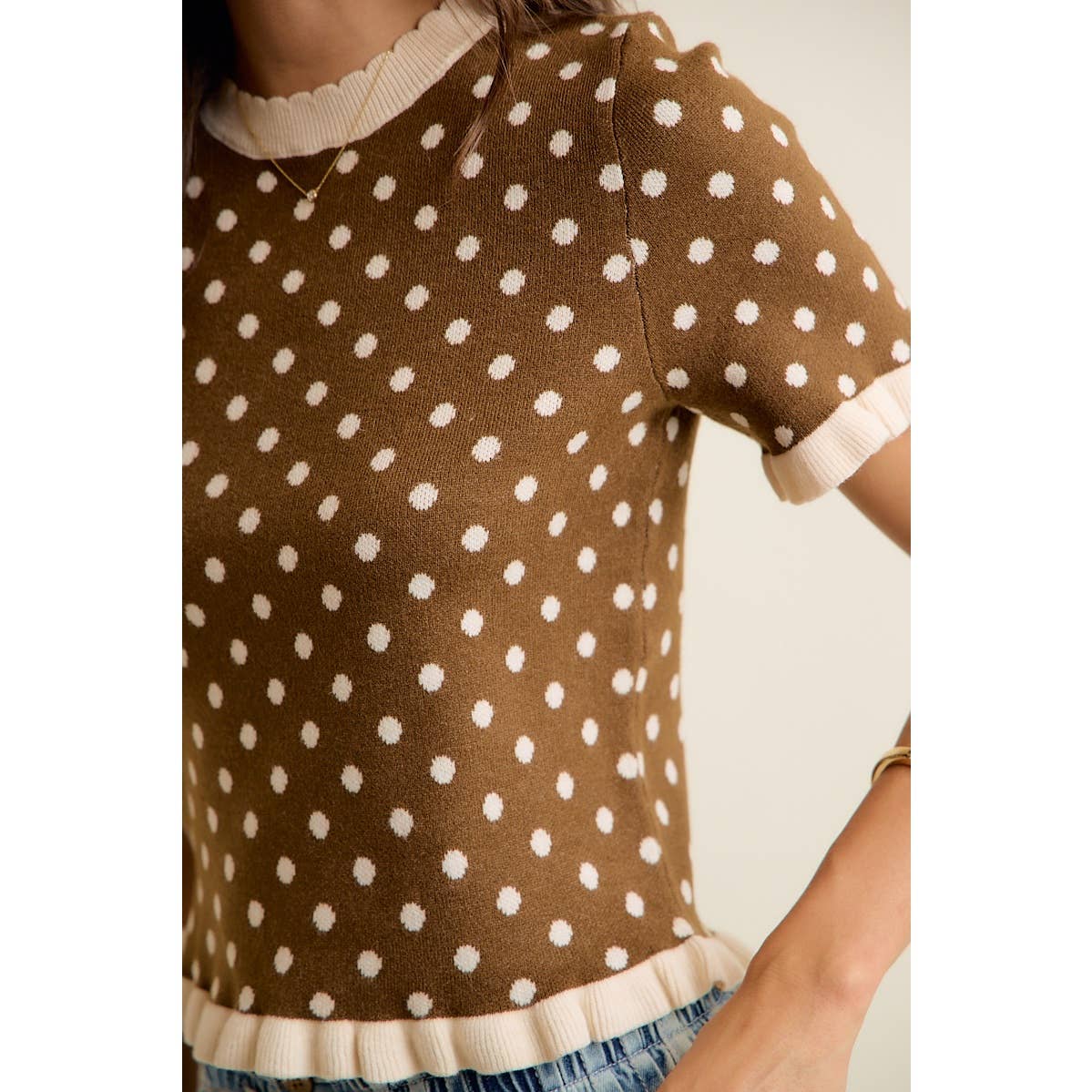 Polka Dot Ruffle Top