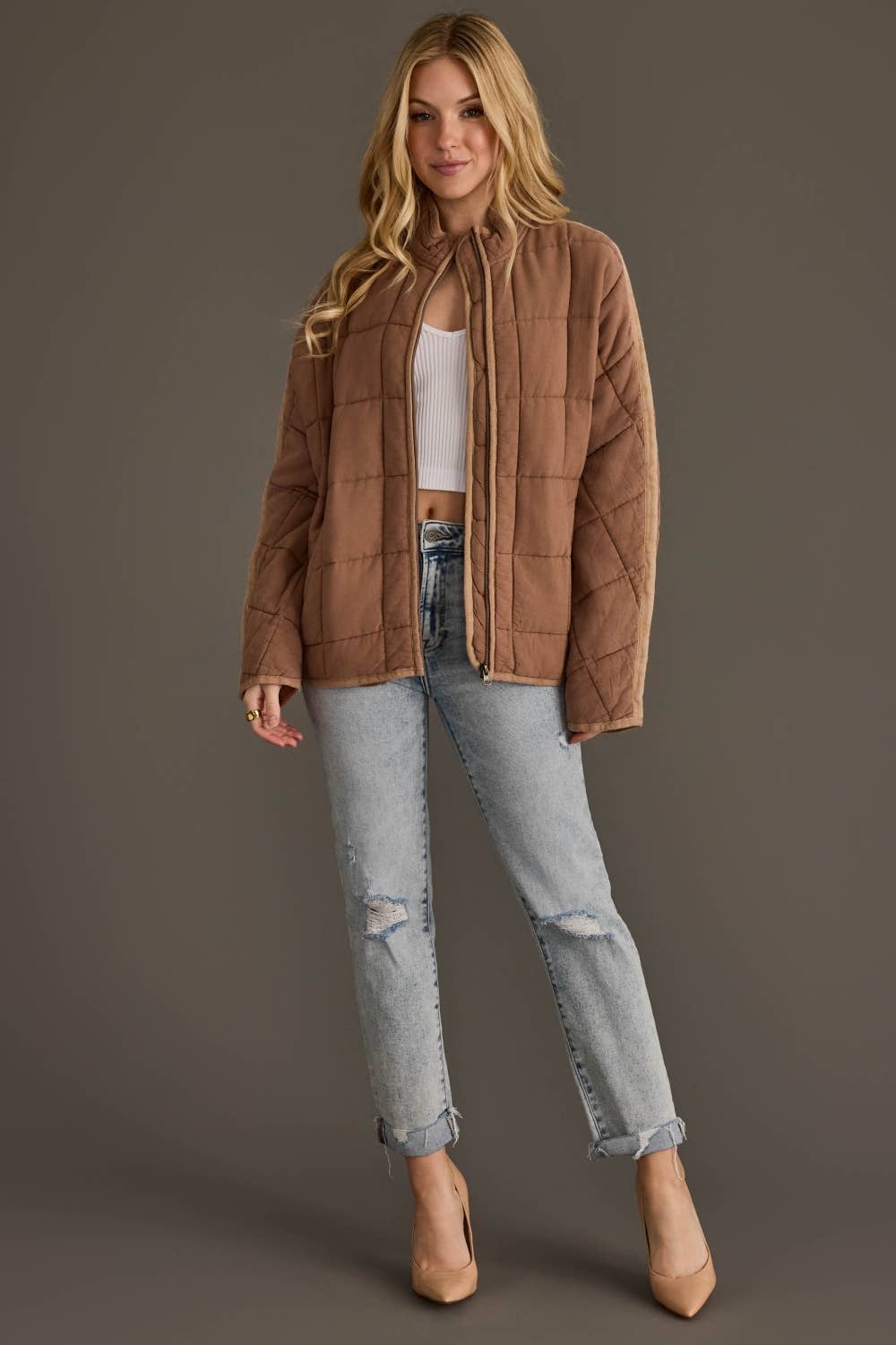 Tan Soft Quilted Jacket