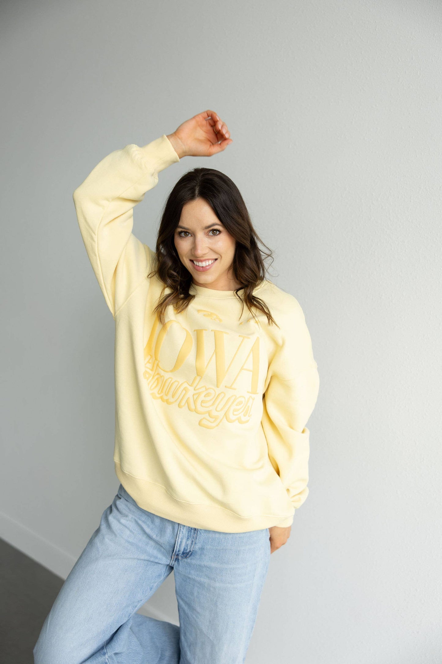 Iowa Perry Puff Lantern Sleeve Crew