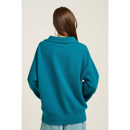 Collared V Neckline Pullover