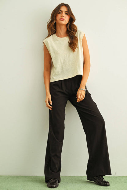 Round Neck Slub Top