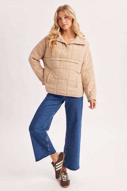 Quilted Hooded Pullover