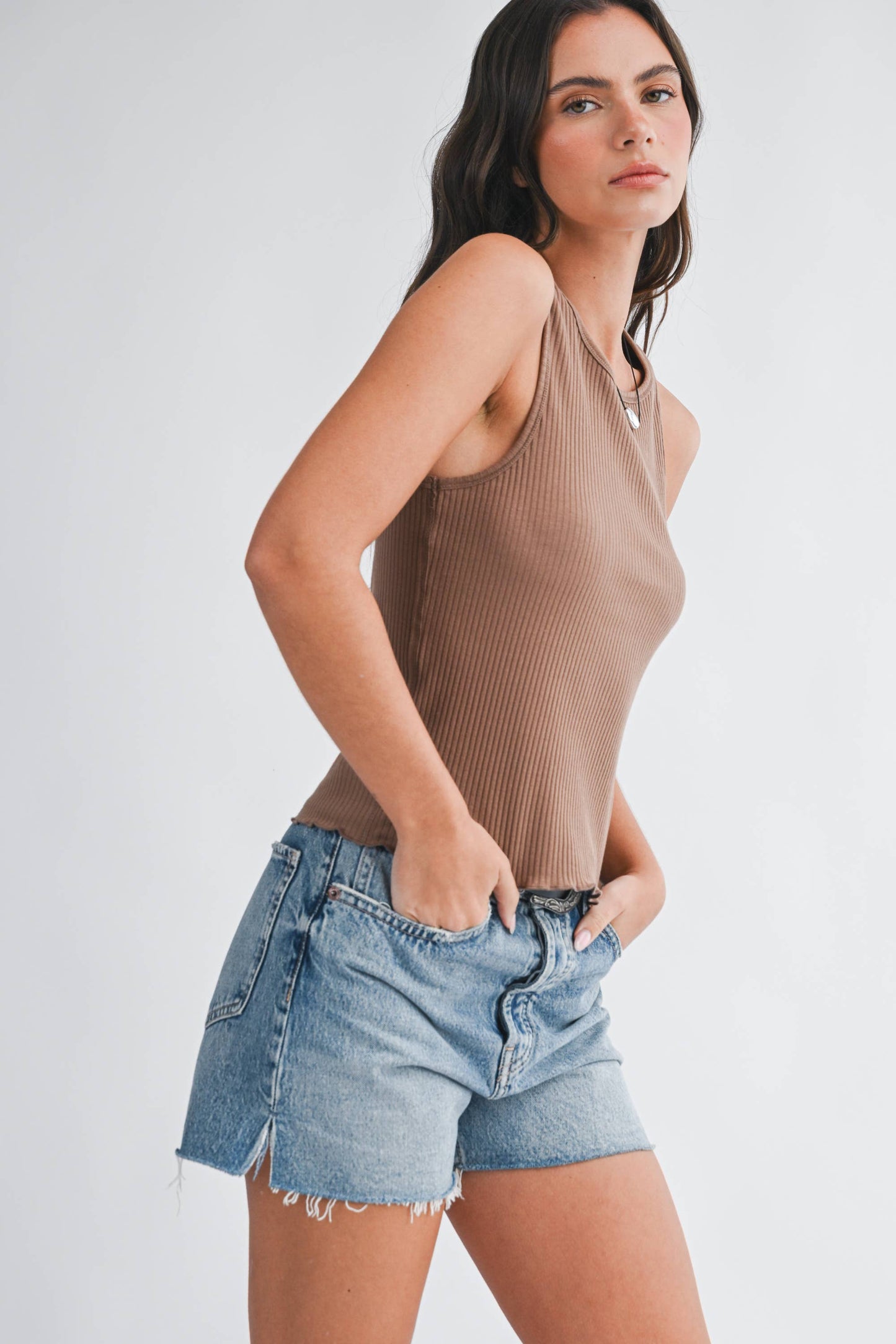 Ribbed Scoop Neck Tank Top