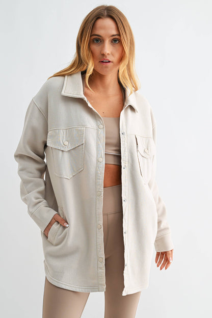 Snap-On Shacket with Pockets