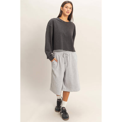 Cropped Mineral Wash Sweatshirt