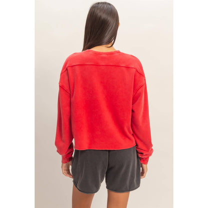 Cropped Mineral Wash Sweatshirt