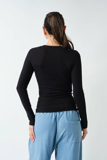 Essential Long-Sleeved Micro-Ribbed Athleisure Top