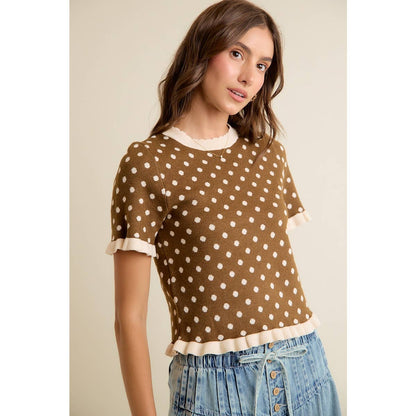 Polka Dot Ruffle Top