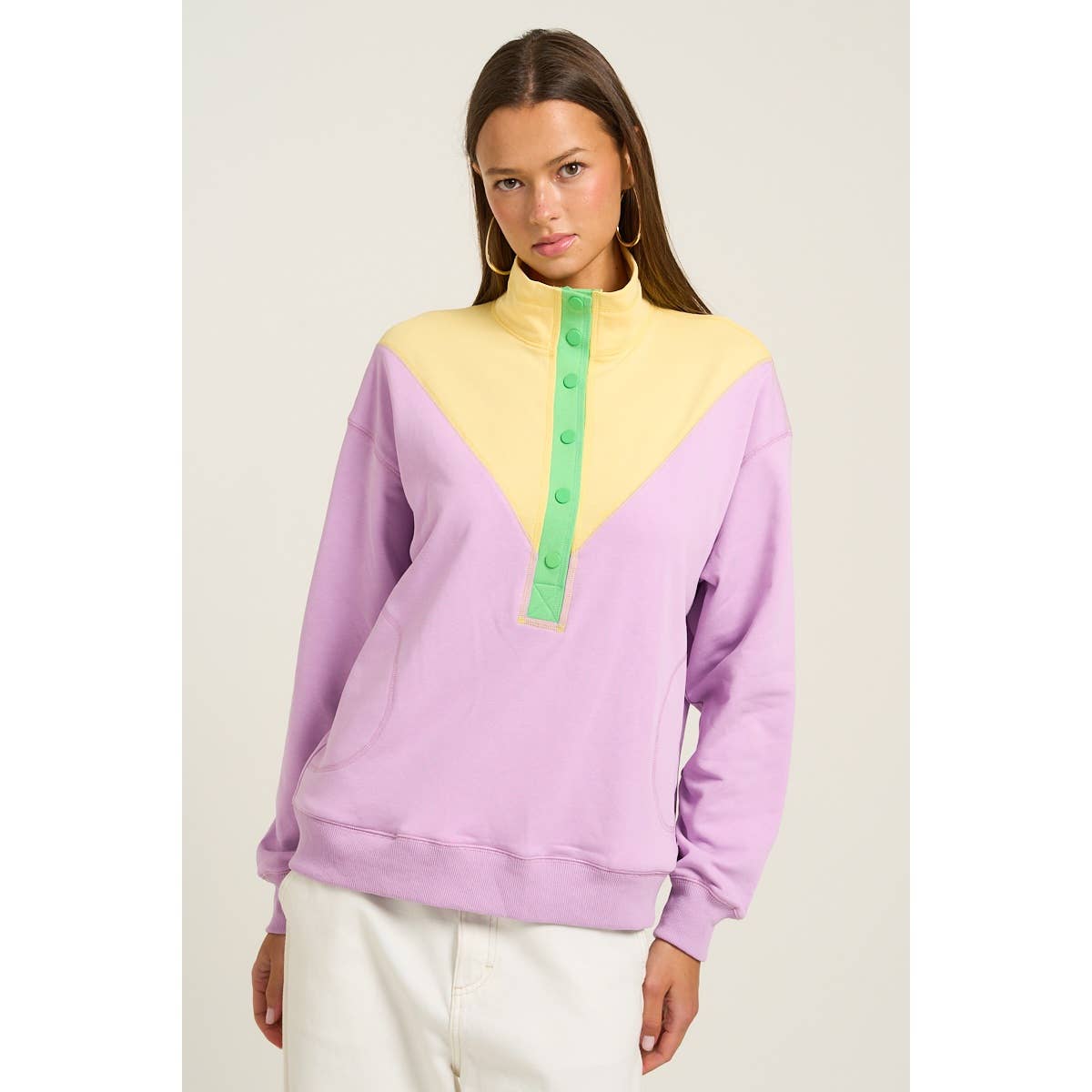 Bold Color Block Button Up