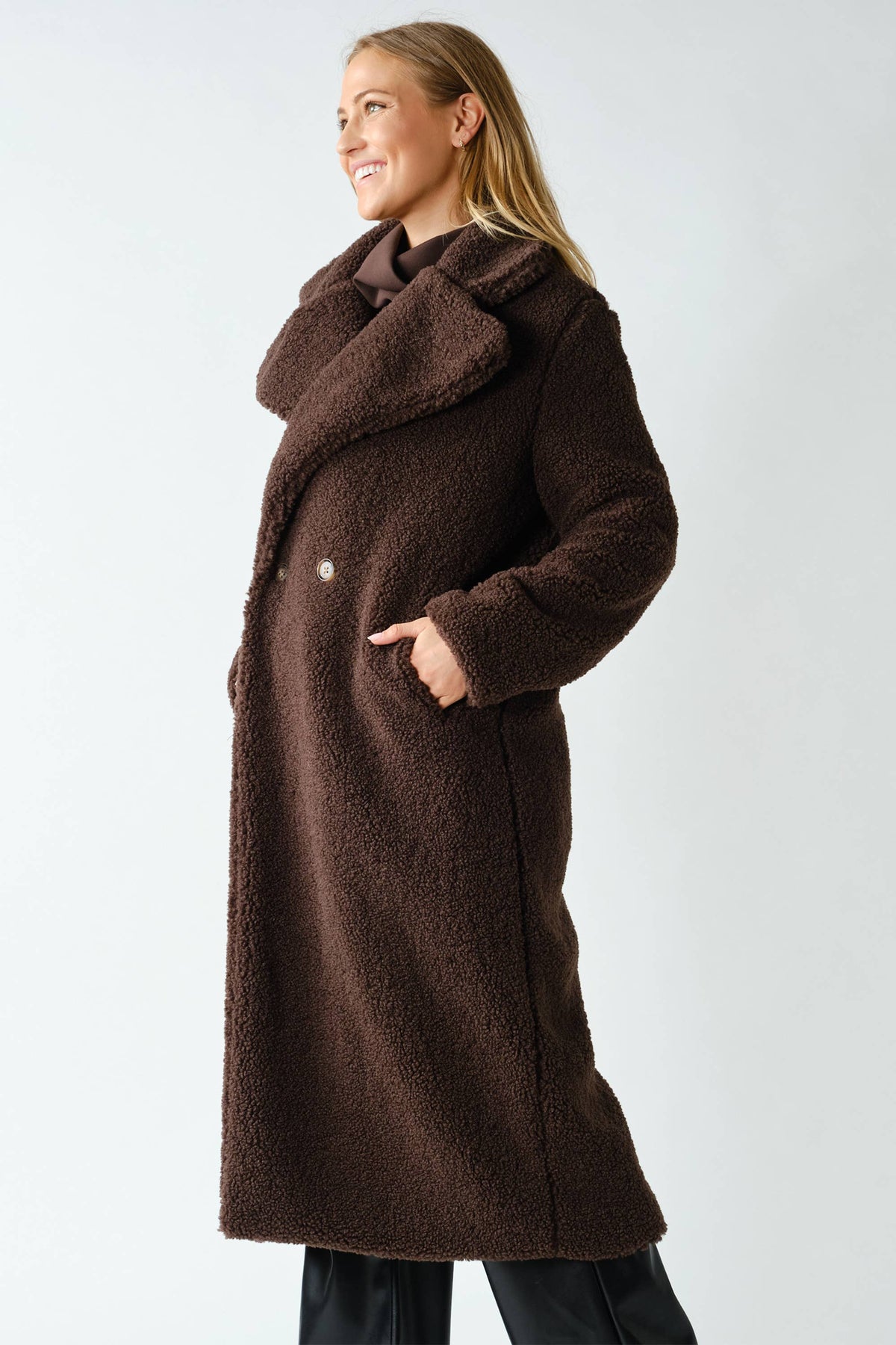 Sherpa Longline Double-Breasted Coat