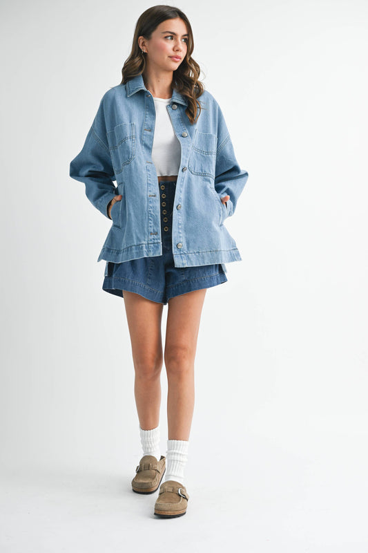 Relaxed Fit Utility Denim Jacket