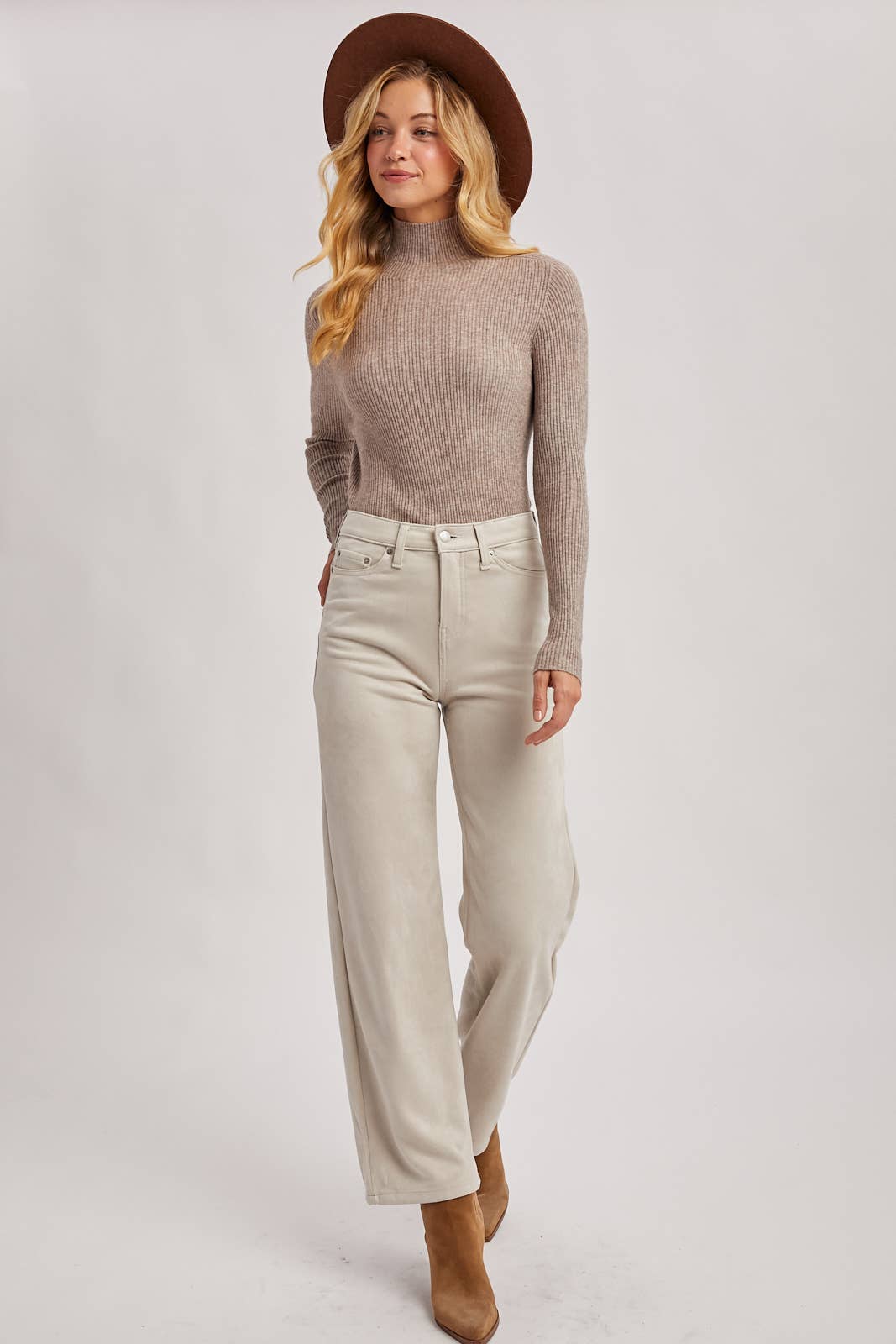Mock Neck Ribbed Top