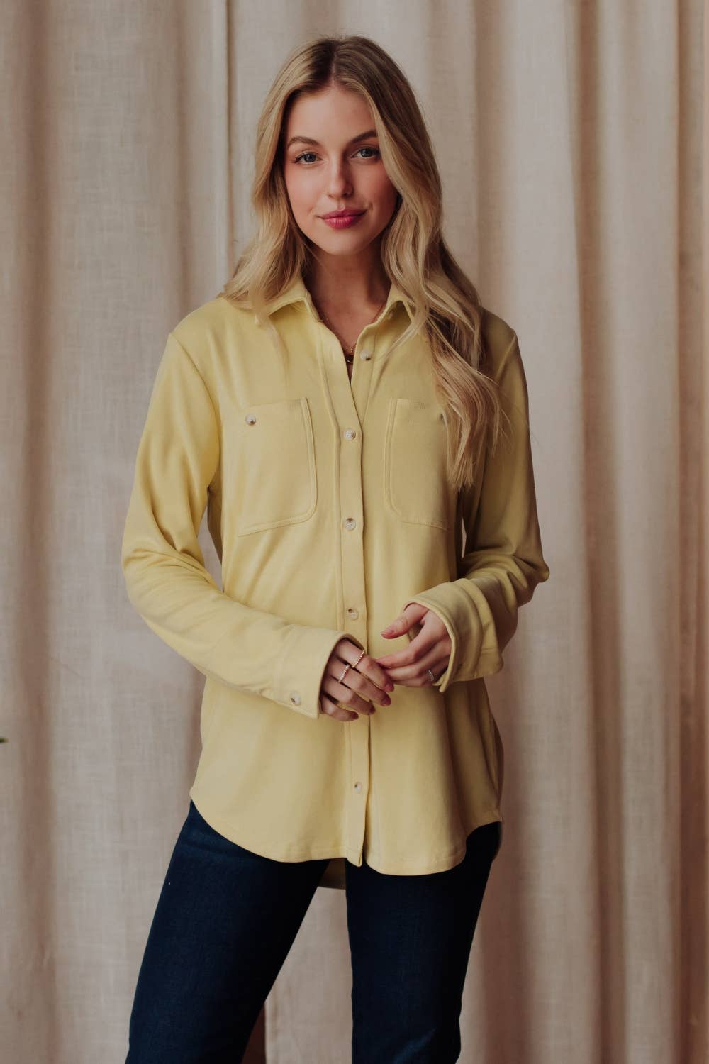 Light Yellow Super Soft Button Up