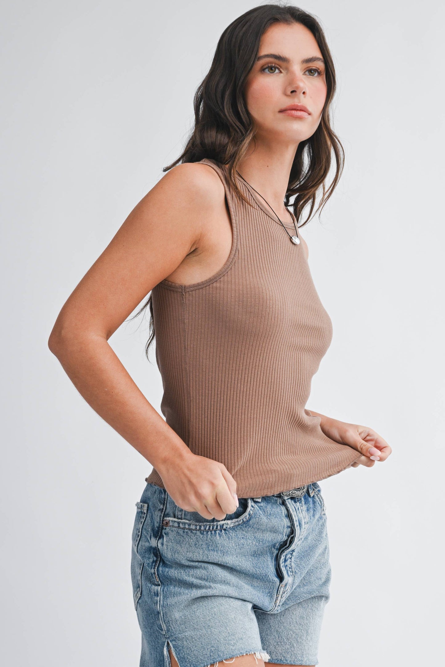 Ribbed Scoop Neck Tank Top
