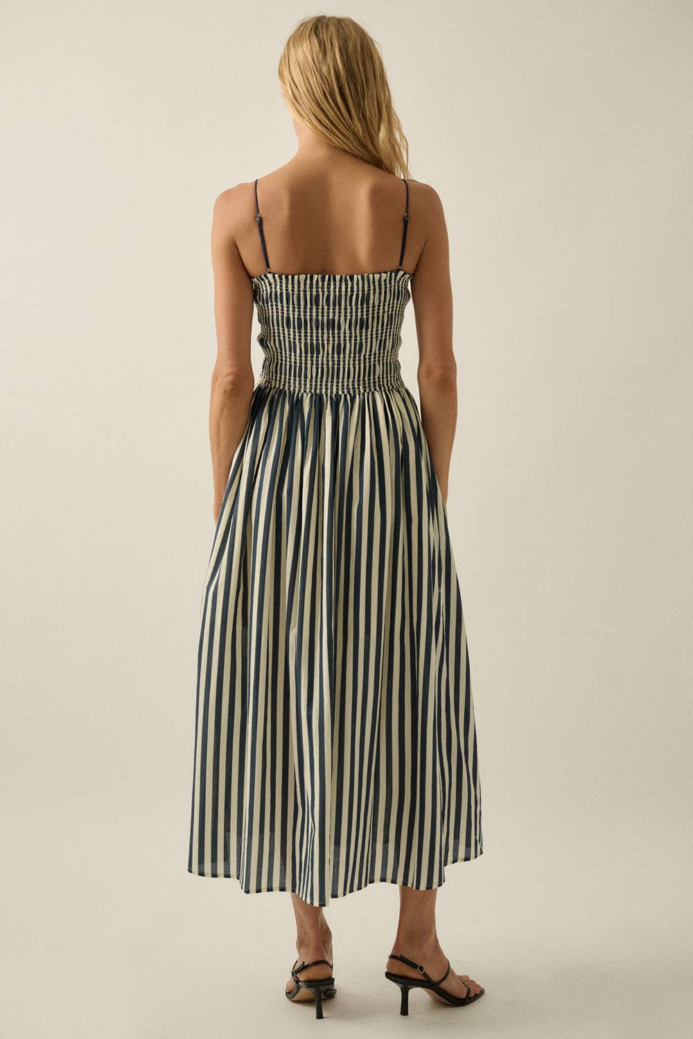 Striped Smocked Midi Dress