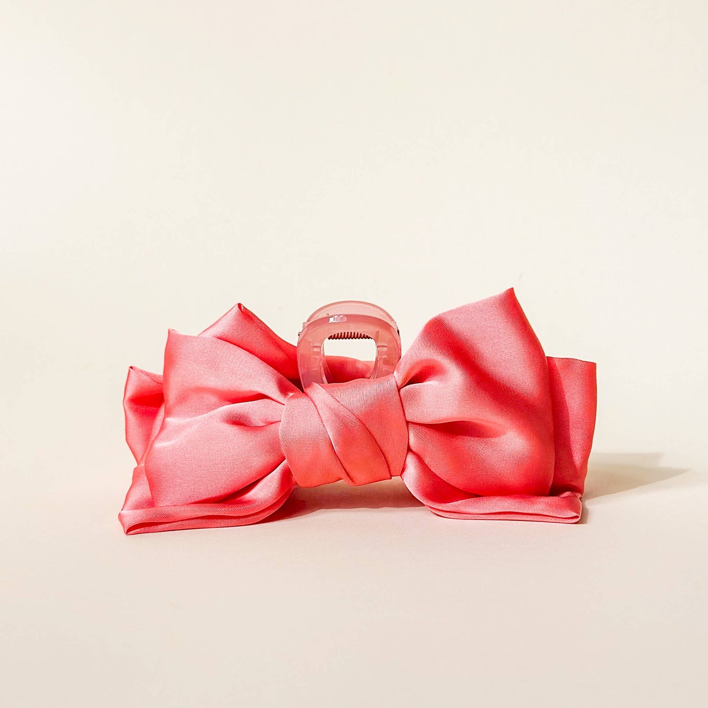 Satin Bow Claw Clip- Rose