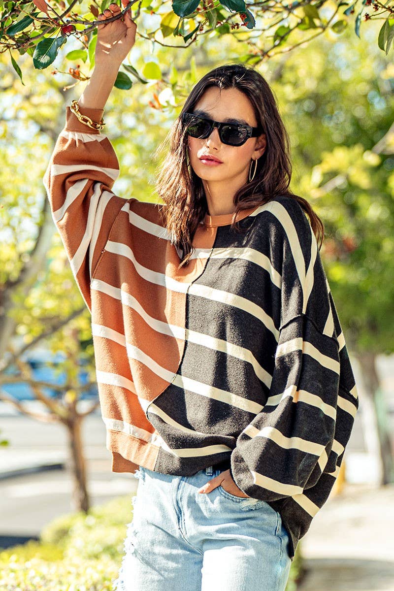 Two Tone Stripe Top