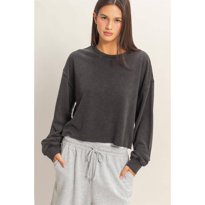 Cropped Mineral Wash Sweatshirt