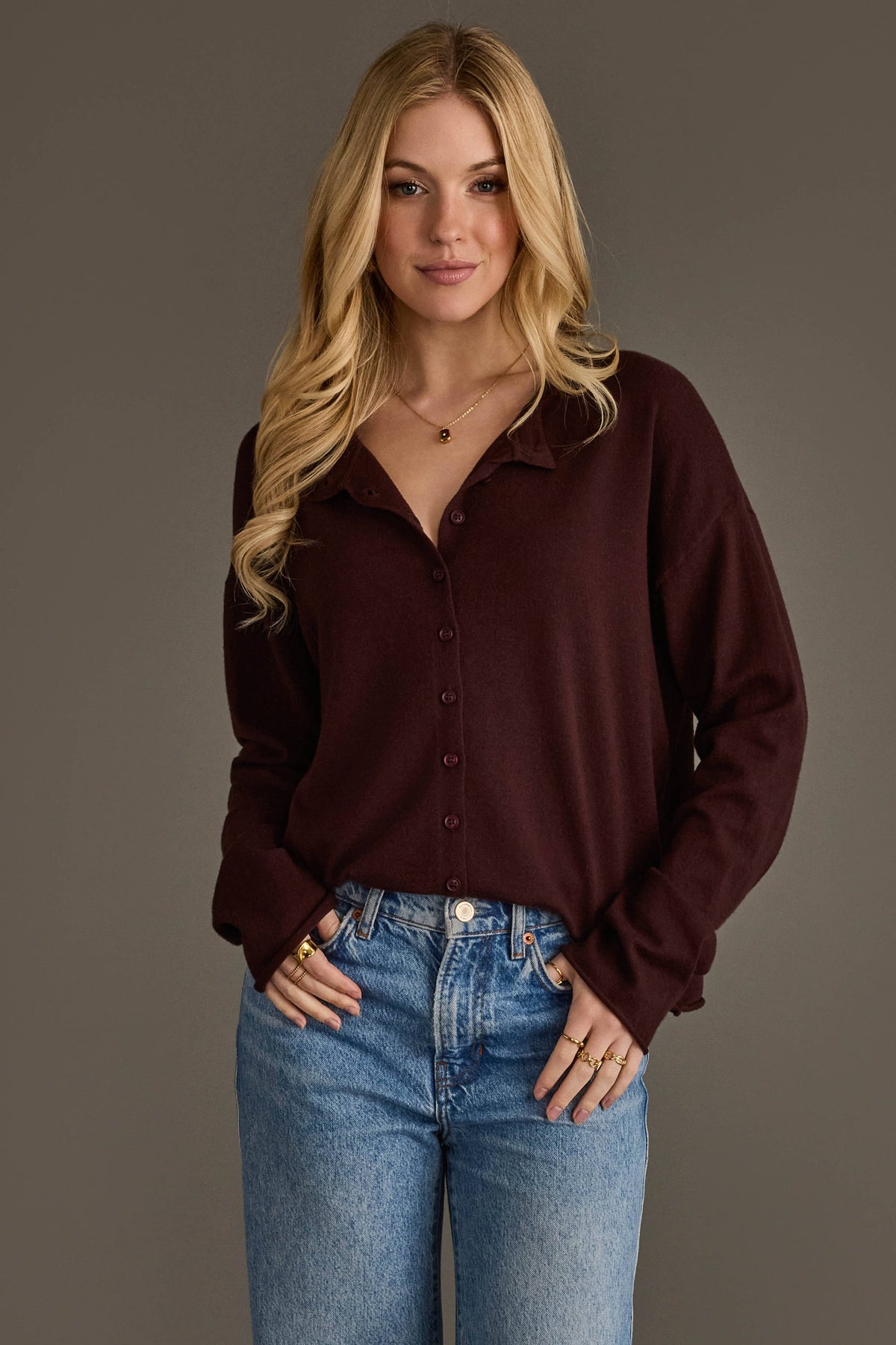 Dk. Brown Button Up Cardigan