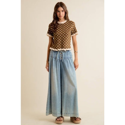 Polka Dot Ruffle Top
