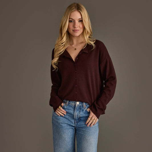 Dk. Brown Button Up Cardigan