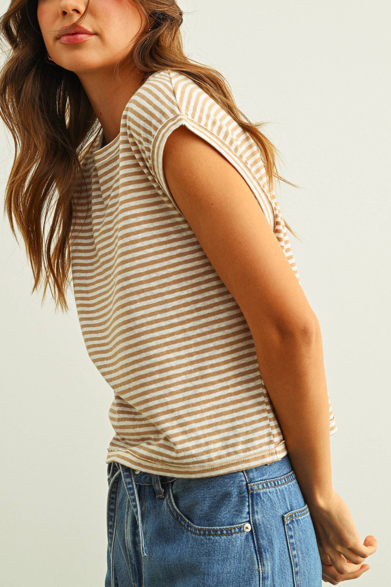Stripe Pattern Slub Tee