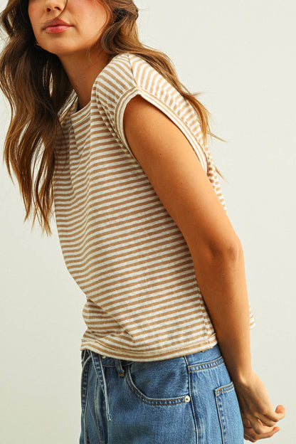 Stripe Pattern Slub Tee