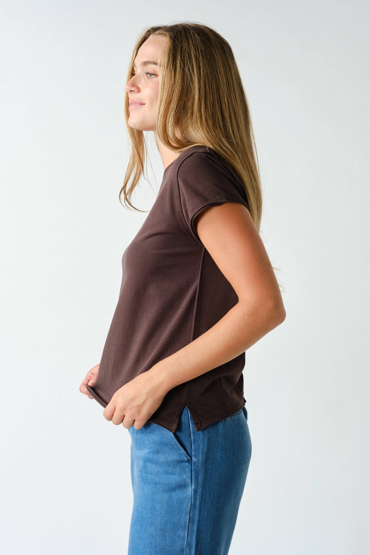 Raw-Edge Cap Sleeve Tee