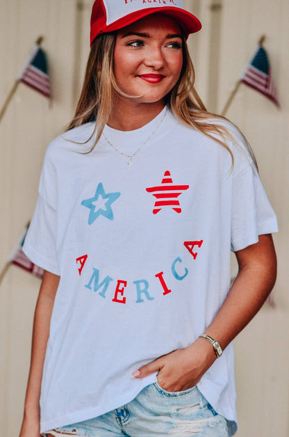 America Smiley High Low Tee