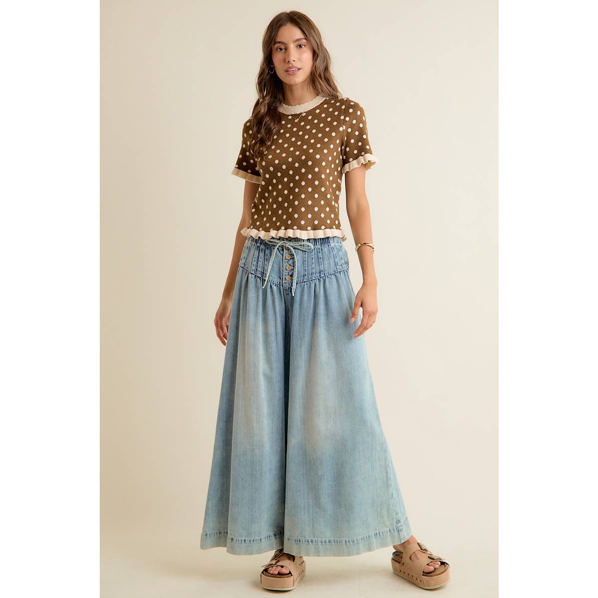 Polka Dot Ruffle Top