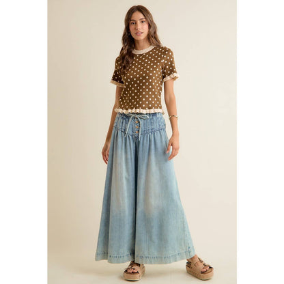 Polka Dot Ruffle Top