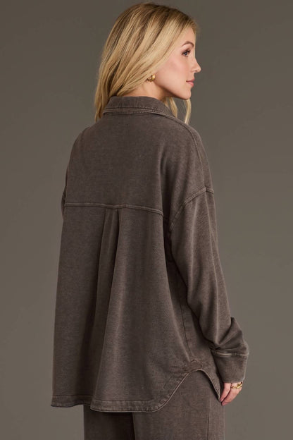 Cocoa Washed Soft Button Up