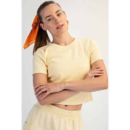 Mineral Washed Rib Crop Tee