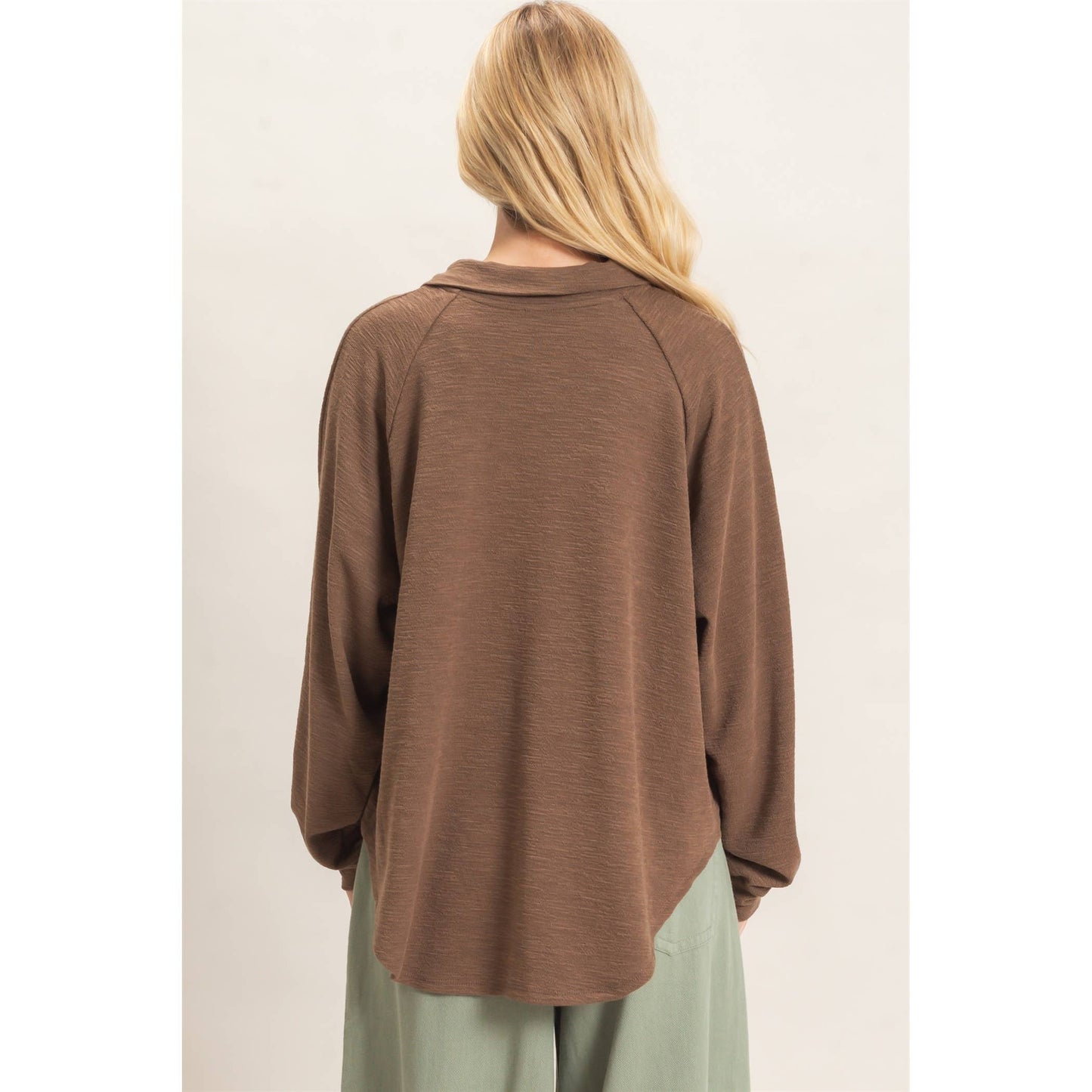 Open Collar Knit Pullover