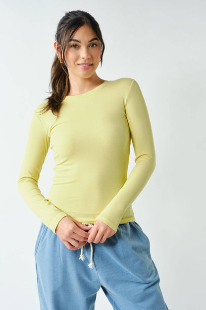 Essential Long-Sleeved Micro-Ribbed Athleisure Top