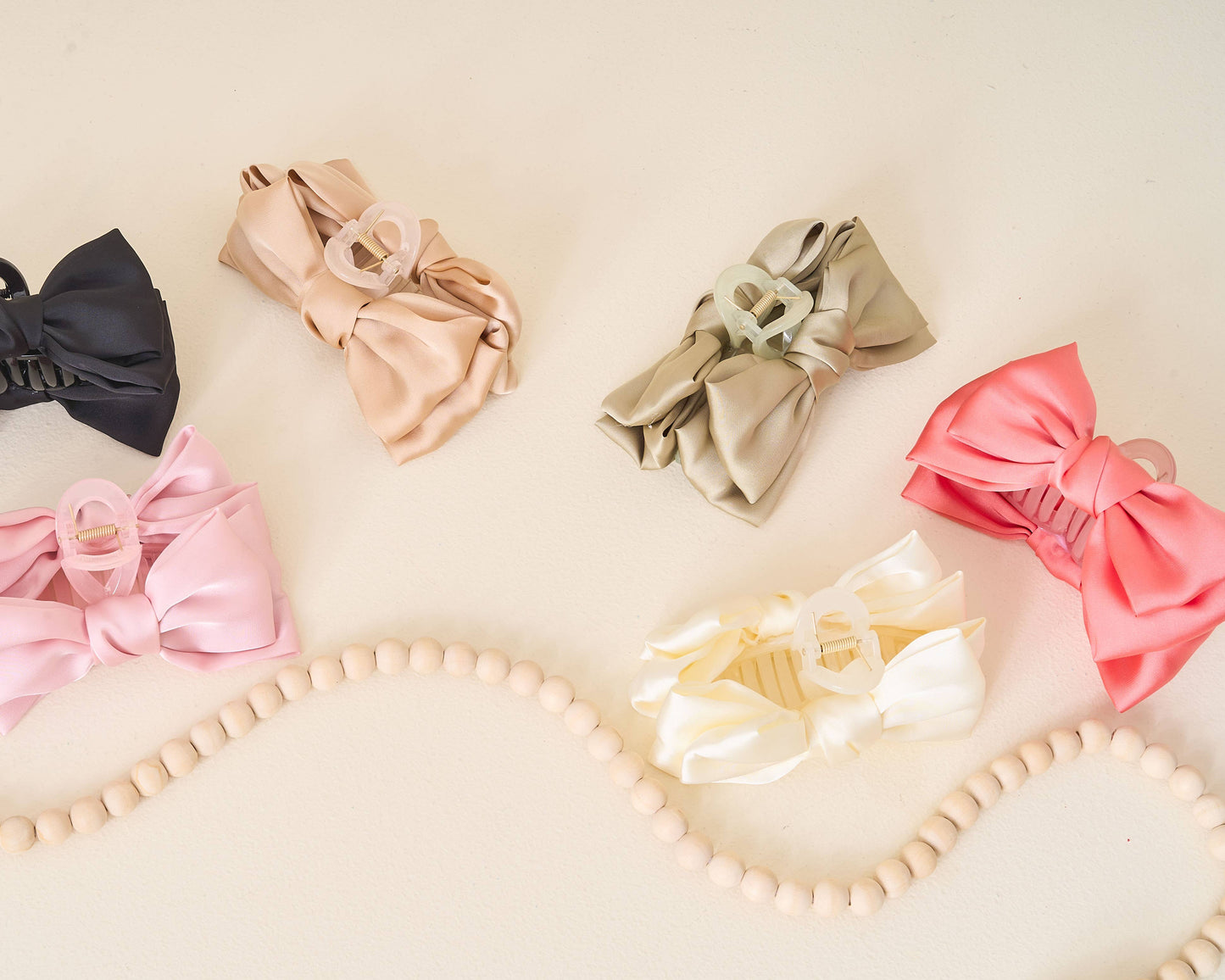 Satin Bow Claw Clip- Rose